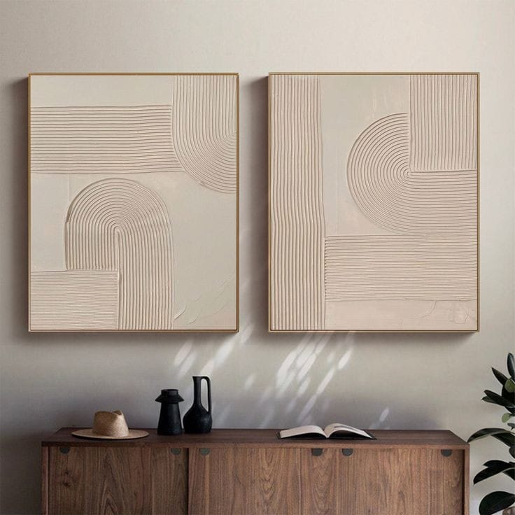 diptico abstracto con relieve Liza